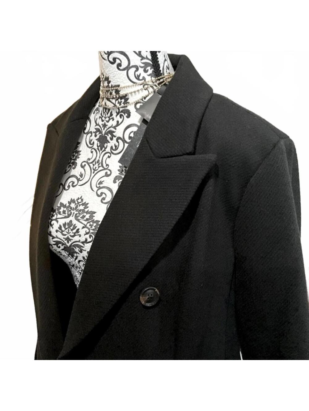 NWT BCBGMaxAzria Black Pea Coat Longline Size L - Picture 3 of 9